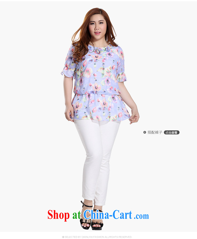 Slim LI Sau 2015 summer new, larger ladies fashion round collar flouncing with flower stamp snow woven shirts T-shirt Q 7850 apricot 5 XL pictures, price, brand platters! Elections are good character, the national distribution, so why buy now enjoy more preferential! Health