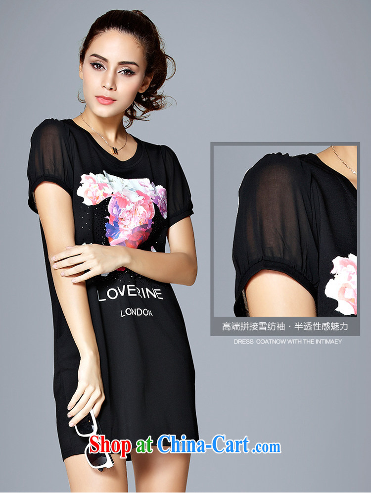 Yu Wei SIA 2015 new large, female summer graphics thin short-sleeved stitching stamp snow woven dresses female Y 66,008 black 4 XL (recommendations 160 - 175 jack) pictures, price, brand platters! Elections are good character, the national distribution, so why buy now enjoy more preferential! Health