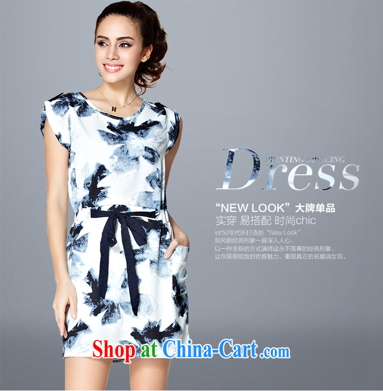 Hon Audrey Eu Yuet-yu Julia large, female summer the waist graphics thin stamp dress short-sleeved round-collar simple girl T-shirt Y 66,013 white-blue spend 4 XL (160 - 180 ) jack pictures, price, brand platters! Elections are good character, the national distribution, so why buy now enjoy more preferential! Health