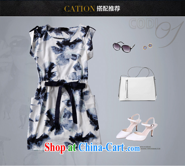 Hon Audrey Eu Yuet-yu Julia large, female summer the waist graphics thin stamp dress short-sleeved round-collar simple girl T-shirt Y 66,013 white-blue spend 4 XL (160 - 180 ) jack pictures, price, brand platters! Elections are good character, the national distribution, so why buy now enjoy more preferential! Health