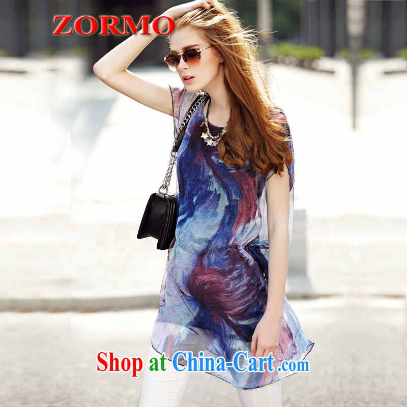 Europe ZORMO larger female 2015 summer new abstract stamp duty and indeed increase in long, snow-woven shirts picture color 4 XL, ZORMO, shopping on the Internet