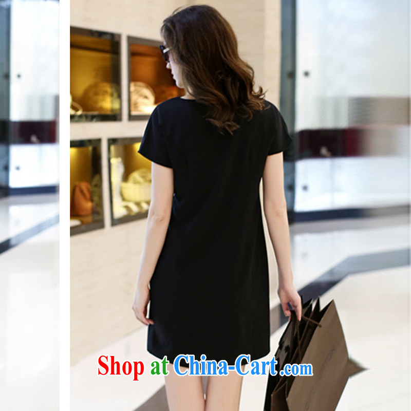 economy first and foremost in Europe and declared the code female thick MM summer new round-collar dress shirt, long and fat and short-sleeved clothes 1941/black 3 XL 150 - 160 Jack left and right, and first economy, Sun, and shopping on the Internet