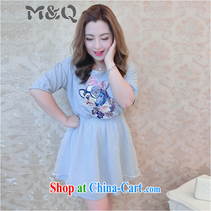M &Q King, female 200 Jack mm thick summer wear and indeed increase cotton cuff in a skirt 5279 gray XXXL, M &Q, shopping on the Internet
