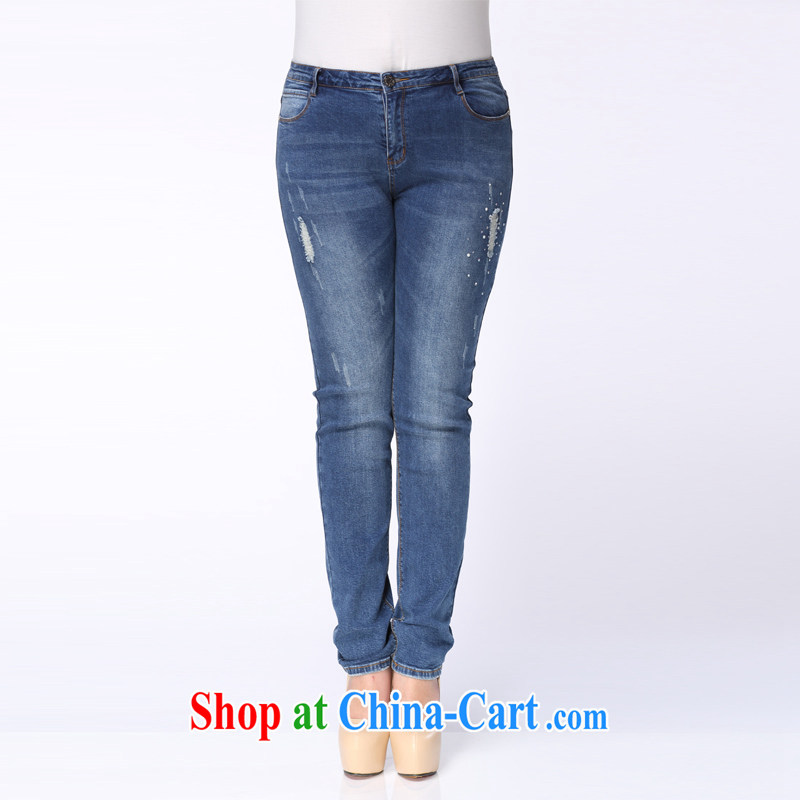 The Erez mark 2015 summer new, larger women denim jeans thick mm video thin trousers and indeed increase 4045 blue 34 code (recommended waist 86 cm), the Erez. mark (OLAZY . MARK), online shopping