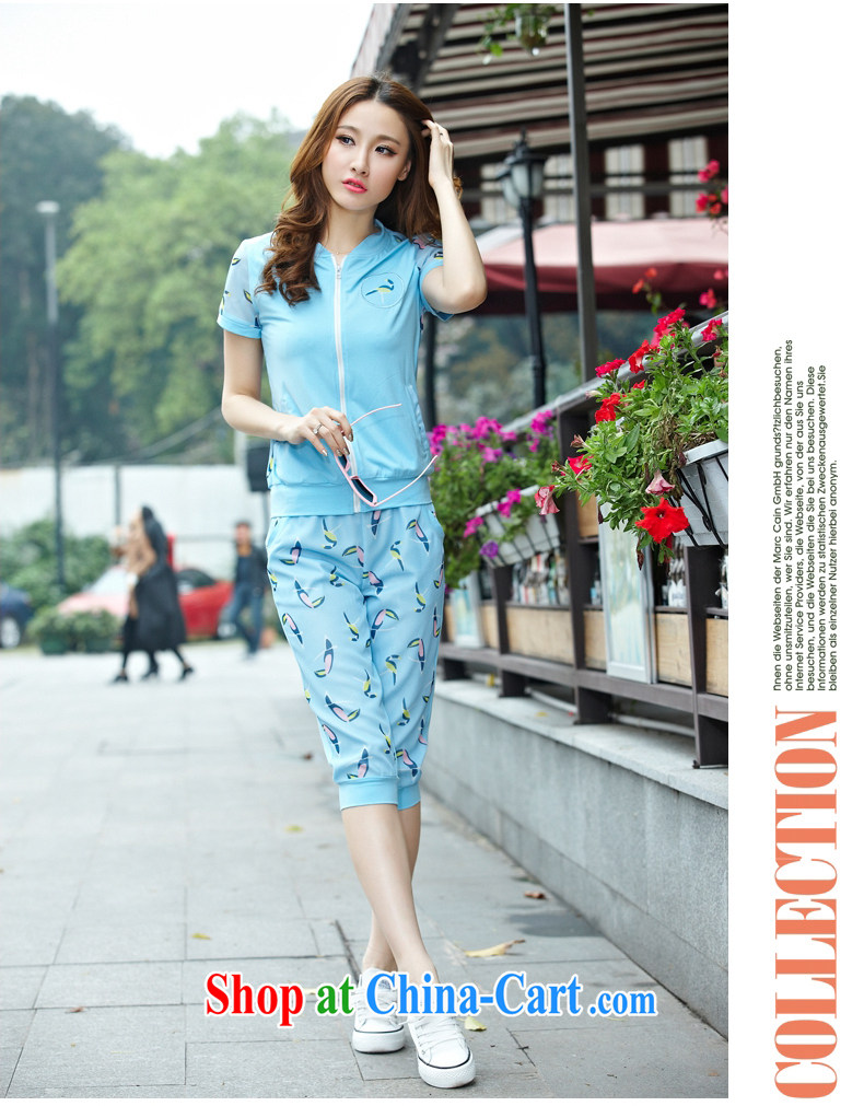 Fox Beauty The 2015 summer new, larger female short-sleeve Web yarn stitching 7 pants and stylish lounge two piece set women 8360 light blue XXL pictures, price, brand platters! Elections are good character, the national distribution, so why buy now enjoy more preferential! Health