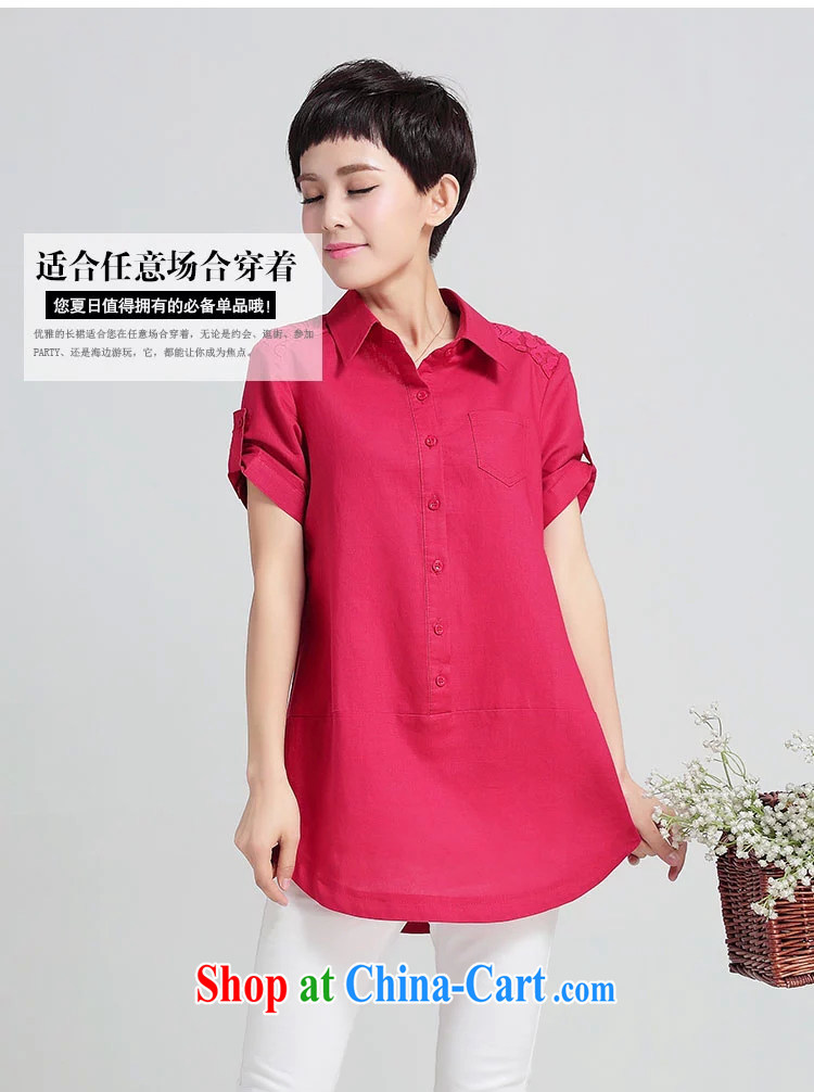2015 summer new female Korean linen larger women lace solid short-sleeved, long shirt, women, older women new blue XXL recommendations 130 - 145 Jack pictures, price, brand platters! Elections are good character, the national distribution, so why buy now enjoy more preferential! Health