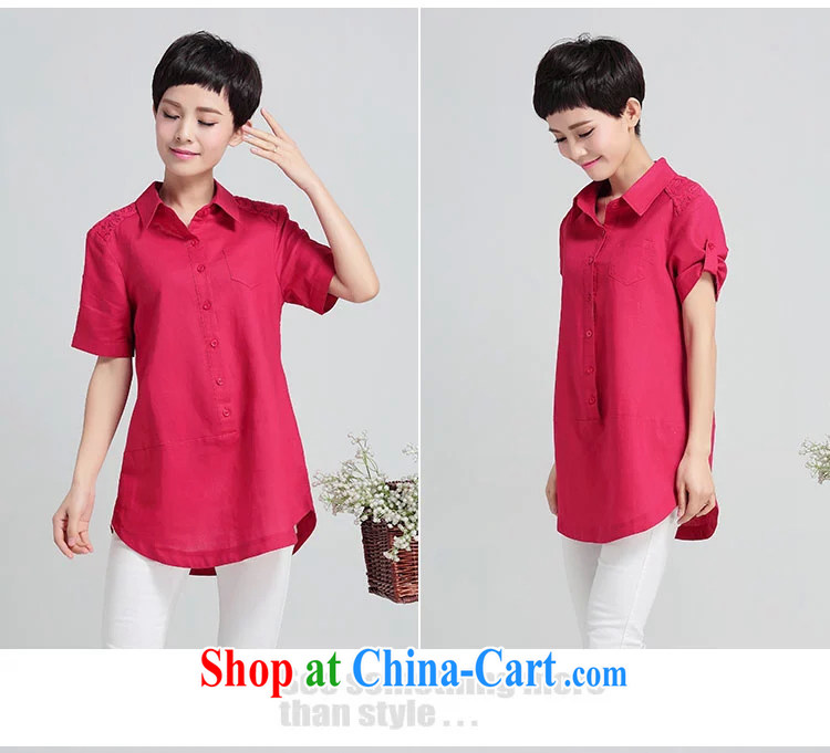 2015 summer new female Korean linen larger women lace solid short-sleeved, long shirt, women, older women new blue XXL recommendations 130 - 145 Jack pictures, price, brand platters! Elections are good character, the national distribution, so why buy now enjoy more preferential! Health