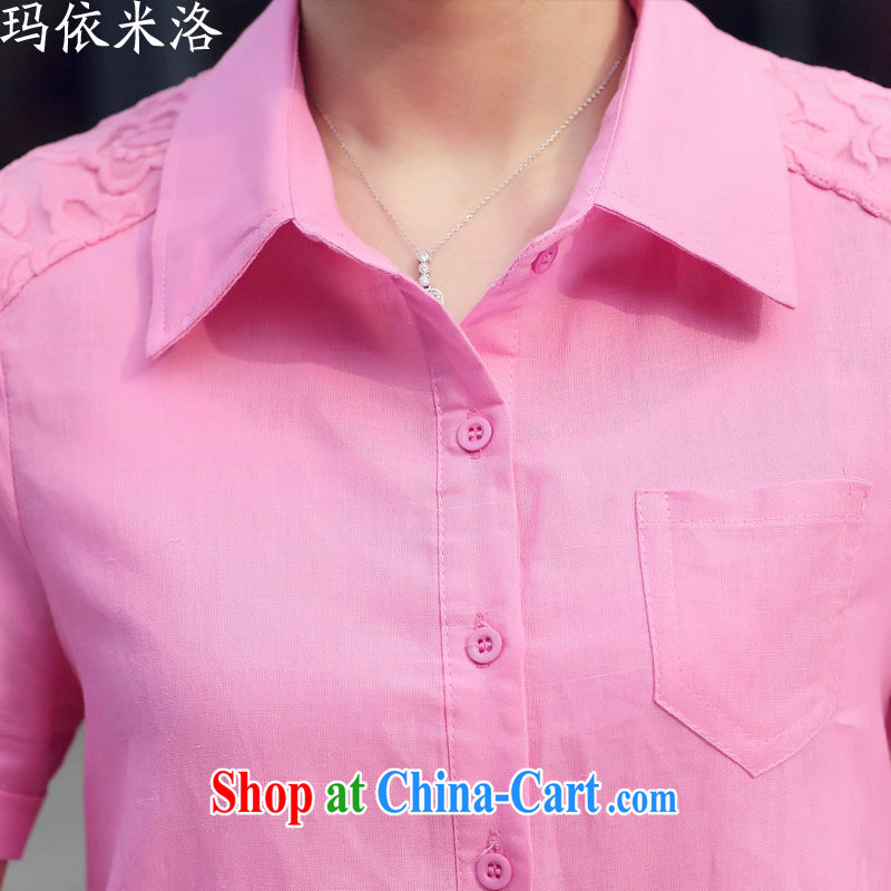 2015 summer new female Korean version the linen, ladies lace solid short-sleeved, long shirt, women, older women with new blue XXL recommendations 130 - 145 jack, according to her, and, shopping on the Internet
