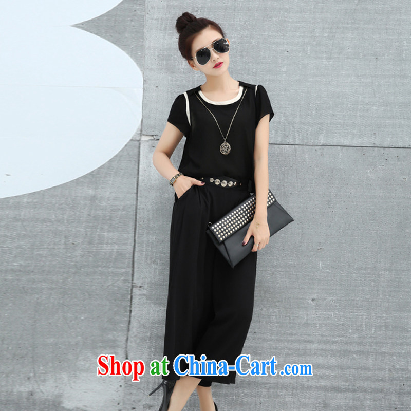 Advisory Committee, 2015, the female summer New, and indeed increase short-sleeved snow woven two-piece dress pants Wide Leg Trouser press kit black large code XXXL, Advisory Committee (SHANGMAN), shopping on the Internet