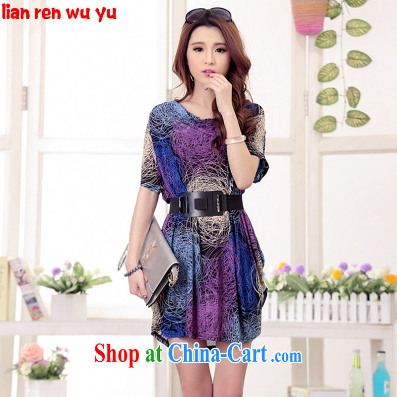 LRWY graceful lines in stamp duty older summer short-sleeved dresses summer ultra loose the code graphics thin and fat and pregnant mothers serving the suit _the belt_ are codes - For 100 jack - 200 catties MM