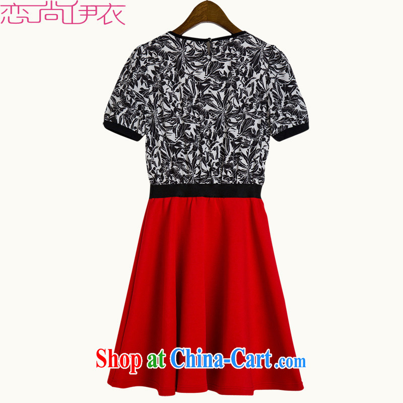 The payment Package Mail and indeed increase Code Red dresses 2015 new summer commute the waist short-sleeved dresses thick sister stamp snow woven skirt and stylish, red 3 XL approximately 155 - 170 jack, land is still the garment, shopping on the Internet