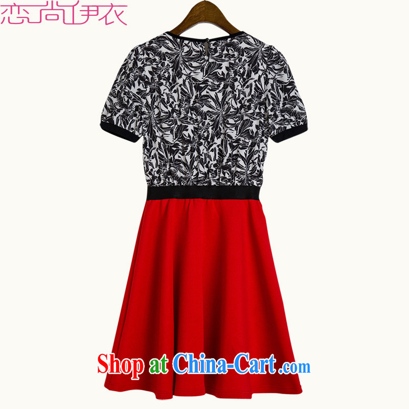 The payment Package Mail and indeed increase Code Red dresses 2015 new summer commute the waist short-sleeved dresses thick sister stamp snow woven skirt and stylish, red 3 XL approximately 155 - 170 jack, land is still the garment, shopping on the Internet