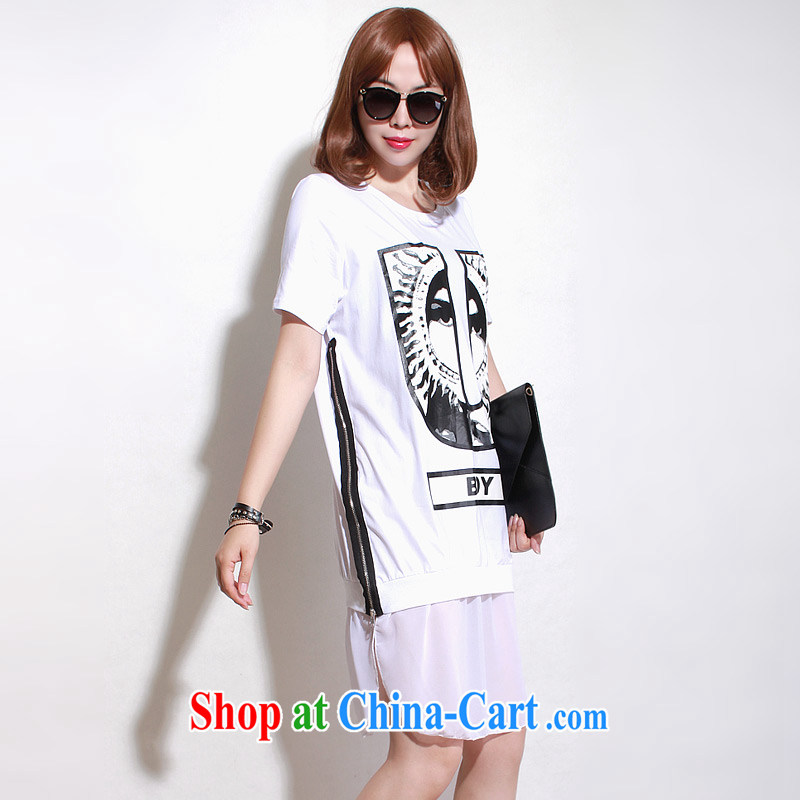 Director of the Advisory Committee 2015 summer new, indeed the XL women mm thick, long, short-sleeved T-shirt stitching snow woven double-yi skirt white loose all code, made the Advisory Committee (mmys), shopping on the Internet