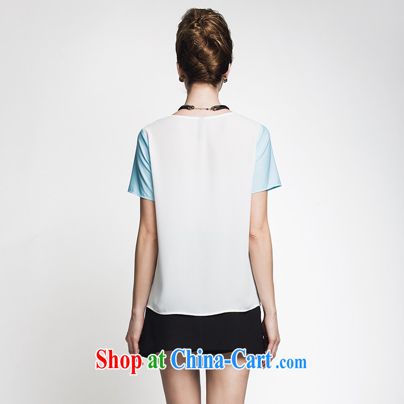 The Mak is the female 2015 summer new thick mm stylish color block stitching style t-shirt 952362392 2 suit XL, former Yugoslavia, Mak, and shopping on the Internet