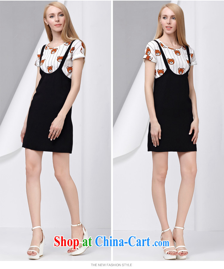 cheer for 2015 larger female thick MM summer new sweet Cubs stamp graphics thin short-sleeve 2 piece skirt 2826 black 5 XL pictures, price, brand platters! Elections are good character, the national distribution, so why buy now enjoy more preferential! Health