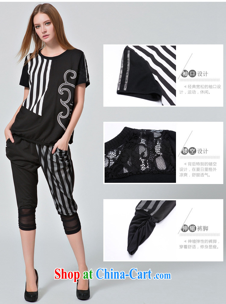 EKDI/clothing and express the Code women summer 2015 new striped lace Openwork short-sleeved T shirts 7 pants Kit black 4 XL pictures, price, brand platters! Elections are good character, the national distribution, so why buy now enjoy more preferential! Health