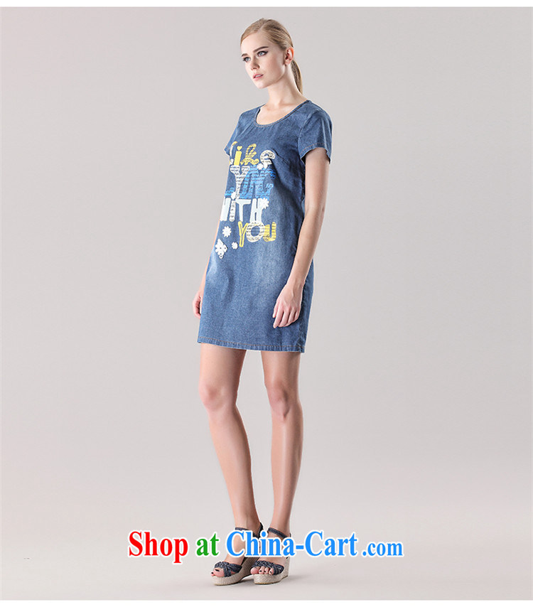 The Constitution is the female 2015 summer new thick mm and indeed increase graphics thin letter cowboy dress denim 2726 blue 99/2 XL pictures, price, brand platters! Elections are good character, the national distribution, so why buy now enjoy more preferential! Health