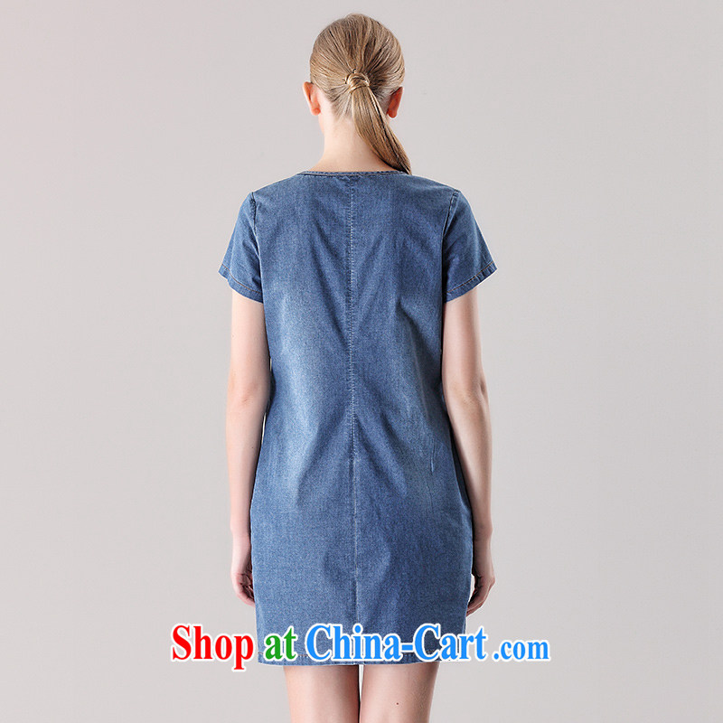 The Constitution is the ladies' 2015 summer new emphasis on MM and indeed increase graphics thin letter cowboy dress denim 2726 blue 99/2 XL, constitution, QIAN AI), and, on-line shopping