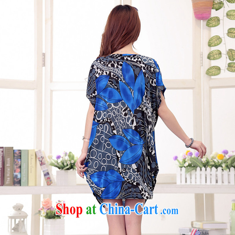 LRWY summer 2015 New Leaves stamp out loose in the elderly is increasing, women with short-sleeved dresses MOM fat people clothes blue (the belt) code - for 100 jack - 200 catties MM, lian Ren wu yu, shopping on the Internet