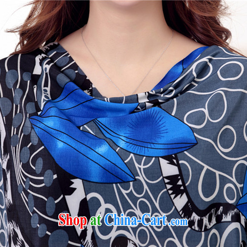 LRWY summer 2015 New Leaves stamp out loose in the elderly is increasing, women with short-sleeved dresses MOM fat people clothes blue (the belt) code - for 100 jack - 200 catties MM, lian Ren wu yu, shopping on the Internet