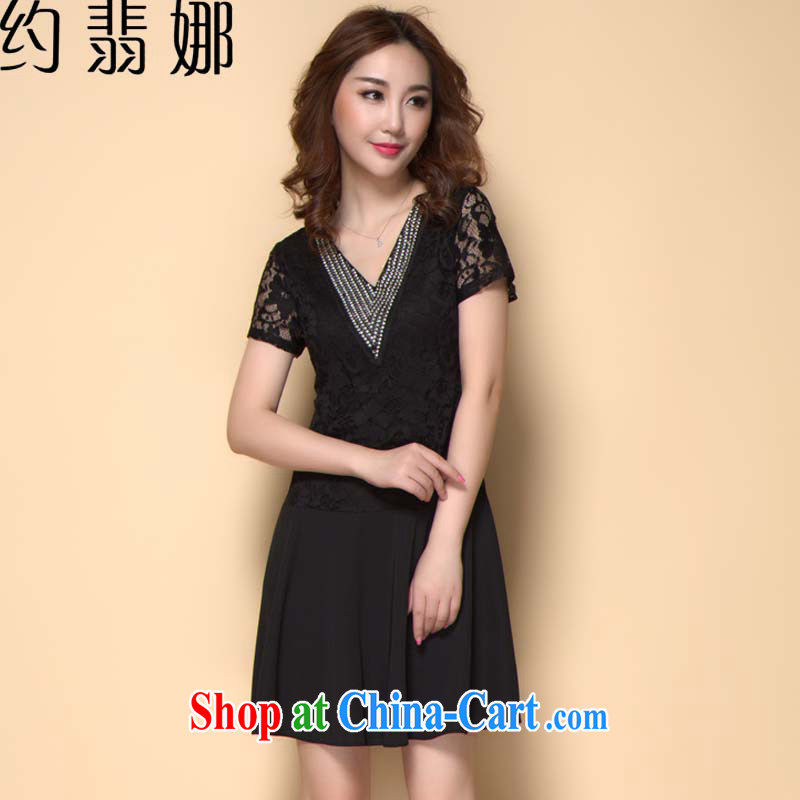 The incidents of 2015, her mother is new, summer is the trendy V collar lace stitching cultivating charisma dresses D 2050 black XXXXL, about the incidents, and, shopping on the Internet