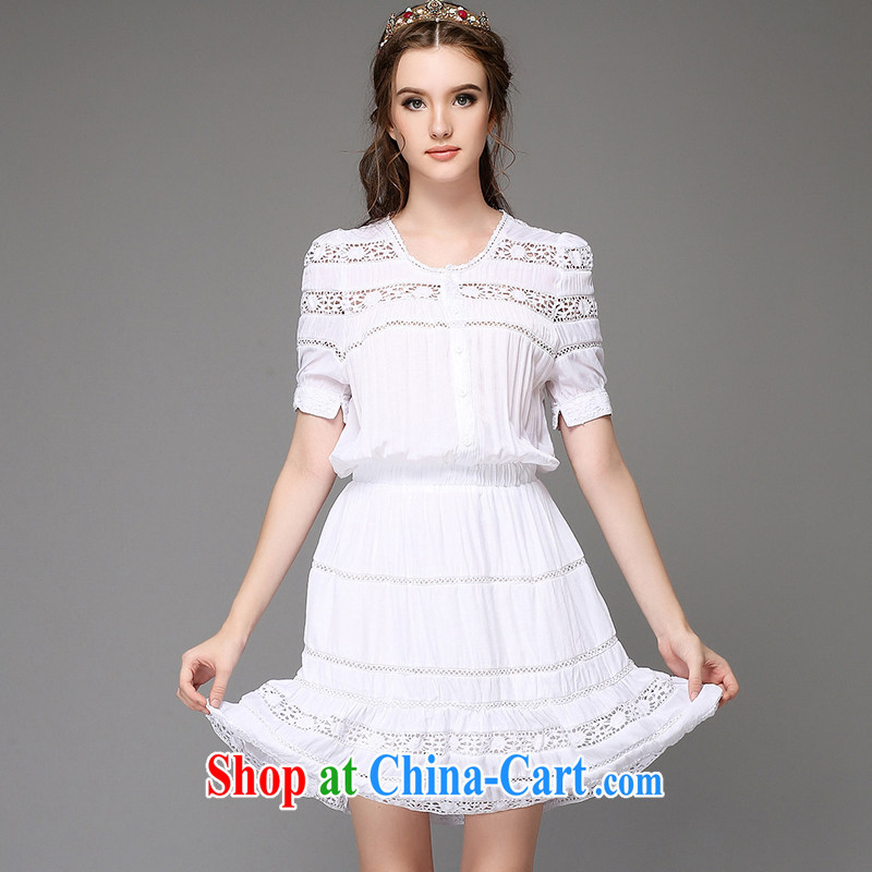 The Connie was a high-end European and American fare is indeed increasing, female 200 Jack mm thick summer new, small fresh-waist Openwork short-sleeved video thin dresses G - F 769 white 3XL, Anne's dream, and on-line shopping