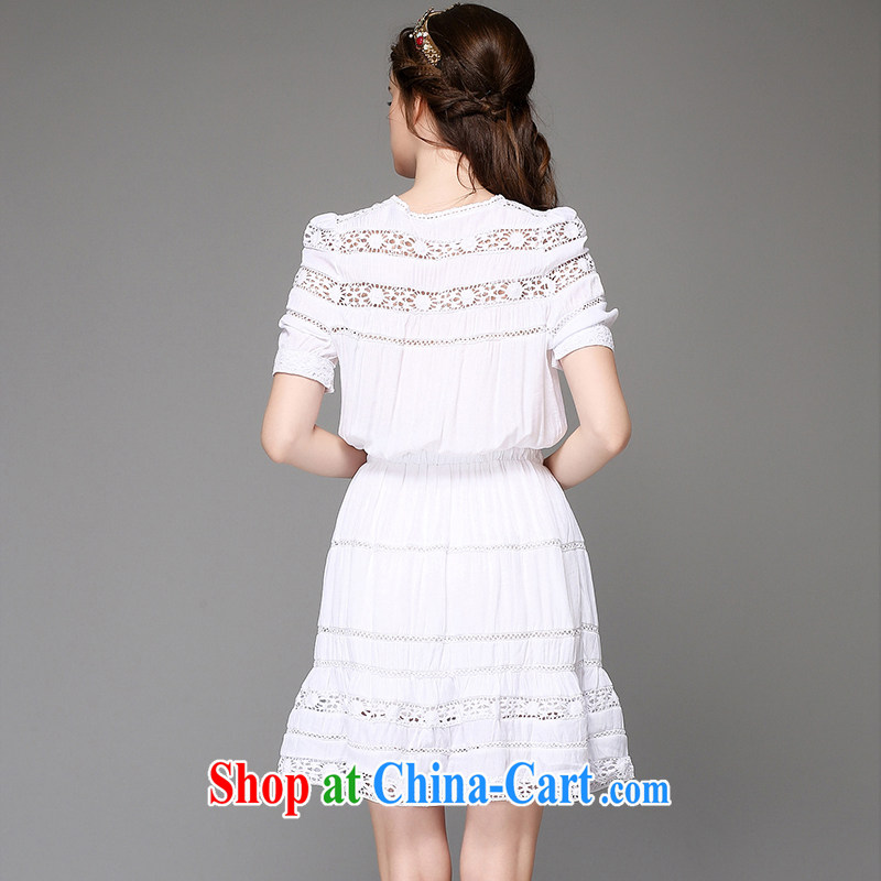 The Connie was a high-end European and American fare is indeed increasing, female 200 Jack mm thick summer new, small fresh-waist Openwork short-sleeved video thin dresses G - F 769 white 3XL, Anne's dream, and on-line shopping