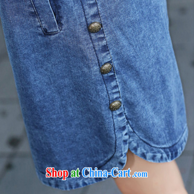 ge lai Elizabeth's 2015 new, larger female summer is the increased emphasis on MM short-sleeved loose denim dress girl graphics thin A field skirt LYC 039 photo color 3XL, GE, Elizabeth, shopping on the Internet