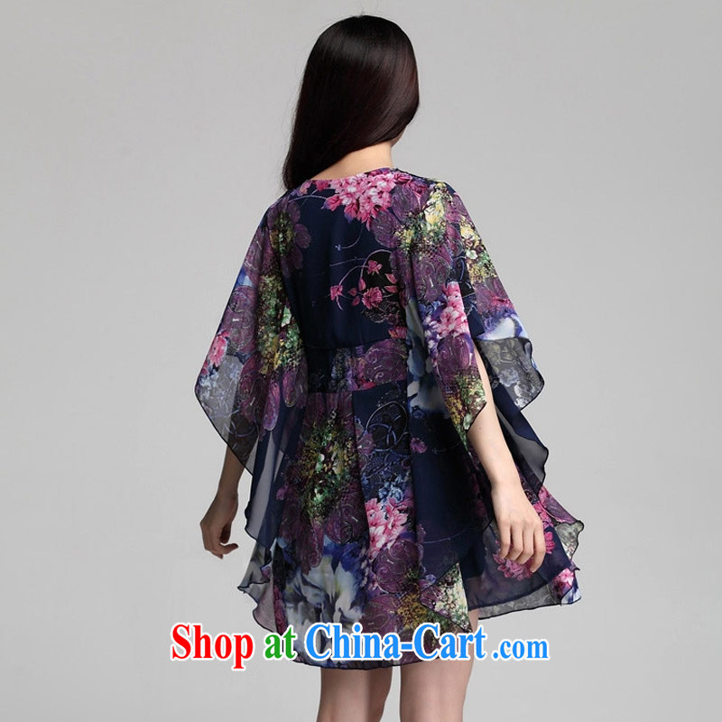 NOS thick MM loose video thin retro stamp duty, long horn, snow cuff woven short-sleeved dresses larger female W 86,511 large blue code 4 XL 175 - 200 jack, the thin (NOS), online shopping