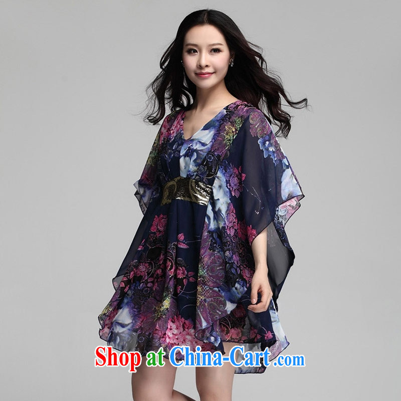NOS thick MM loose video thin retro stamp duty, long horn, snow cuff woven short-sleeved dresses larger female W 86,511 large blue code 4 XL 175 - 200 jack, the thin (NOS), online shopping