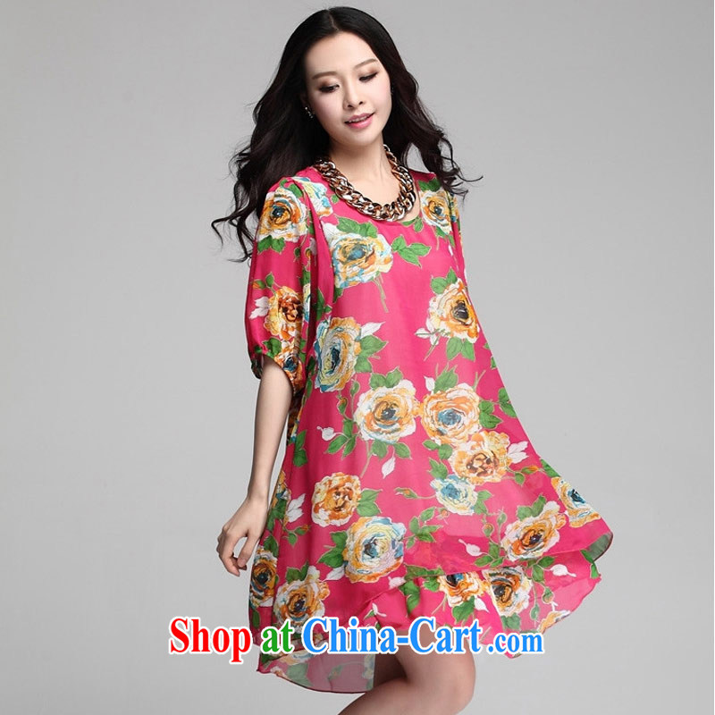 NOS XL thick MM loose video thin stamp duty, long, short-sleeved round neck snow woven dresses W 86,521 the red code 5 XL, thin (NOS), and, on-line shopping