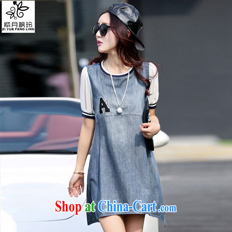First and foremost, Feng-ling 2015 summer new loose the code denim dress 591 photo color L