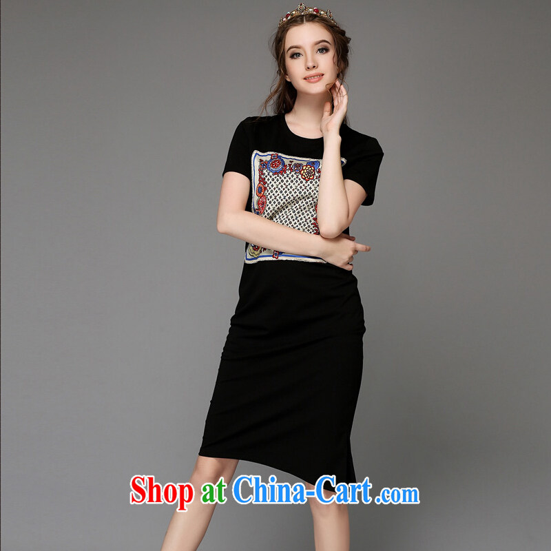 O'Neill could generate the code female summer thick sister summer in 2015 long wooden drill loose video thin and fat and women summer short-sleeved dresses black 5 XL, facilitating access (AOFULI), online shopping