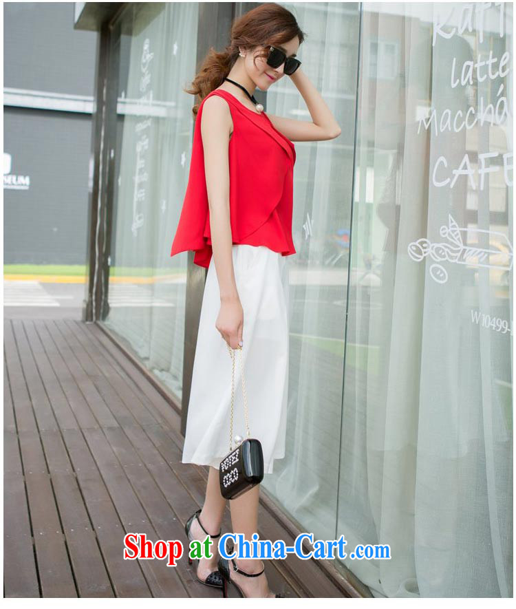 ONECHIC 2015 summer new package version won the code female linen elegant Sleeveless T-shirt loose video thin 7 wide leg trousers two piece red XL pictures, price, brand platters! Elections are good character, the national distribution, so why buy now enjoy more preferential! Health