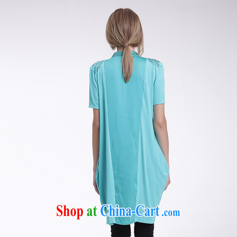 Race Contact Us 2015 summer new, larger ladies casual shirt skirt loose stamp short-sleeved Solid Color dress 651201103 blue 38, contact us (Ceramide), online shopping