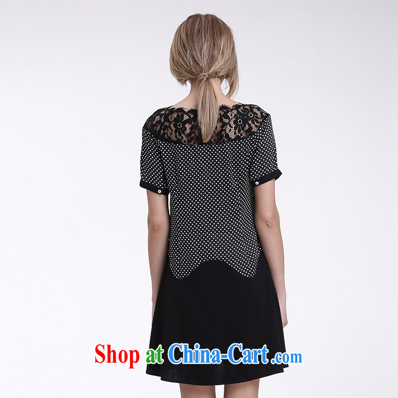 Race Contact Us 2015 summer new, larger female American and European style Lace Embroidery loose short-sleeve leave of two part series spelling dress 651201107 black and white 38, contact us (Ceramide), online shopping