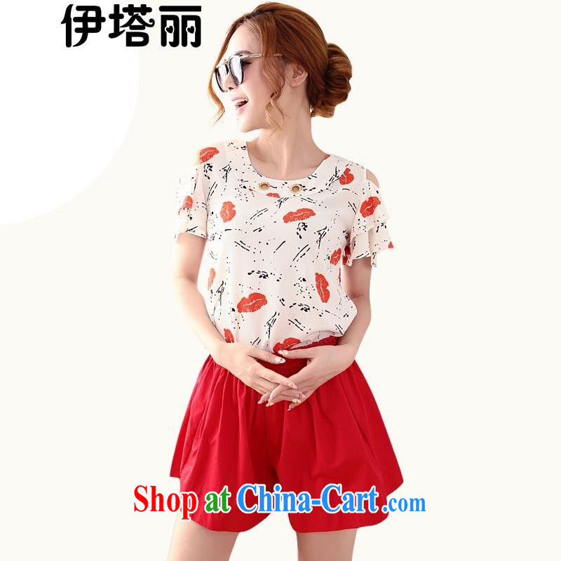 The Lai 2015 summer summer new fat people dress thick mm larger female Kit stylish lounge Korean T shirt + shorts sportswear red XXL recommendations 125 - 150 jack