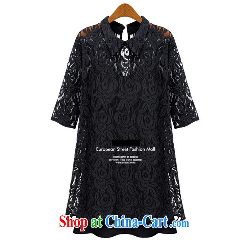 LACE dress summer dress up in a dress code mm thick cultivating two-piece black graphics thin European and American summer wear black XL, Europe is still, in, and shopping on the Internet