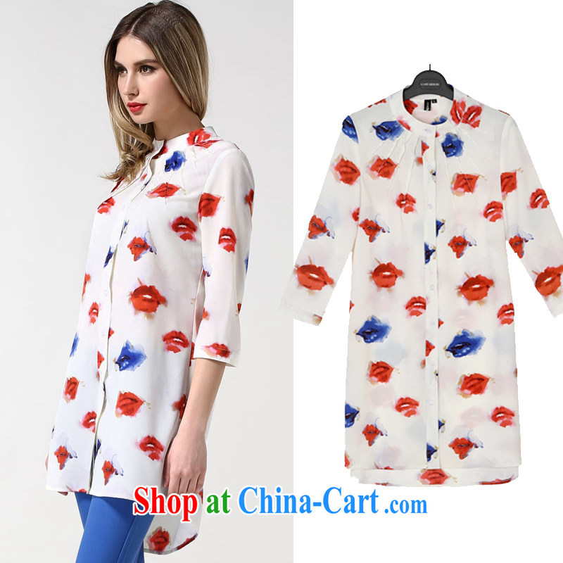 Europe is still the 2015 spring female large white cards in Europe red lips stamp long-sleeved T-shirt the code loose thick mm shirt, long picture color code, the OSCE is still, and shopping on the Internet