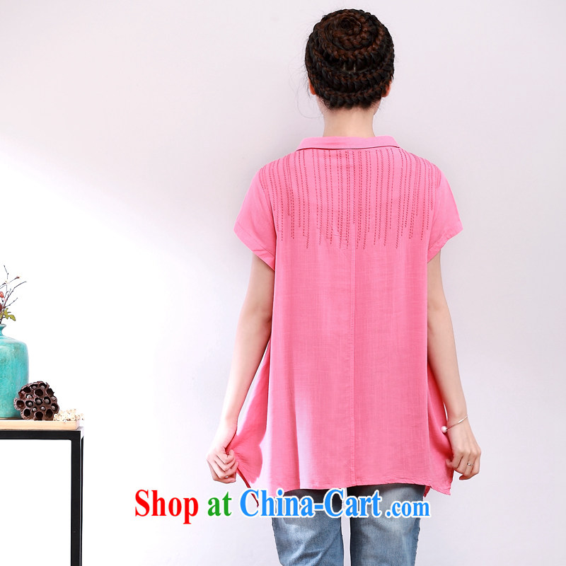 2015 the Code women mm thick summer short sleeved T-shirt Han version loose video thin, long cotton the solid-colored T-shirt, pink 2 XL, DKCHENPiN, shopping on the Internet