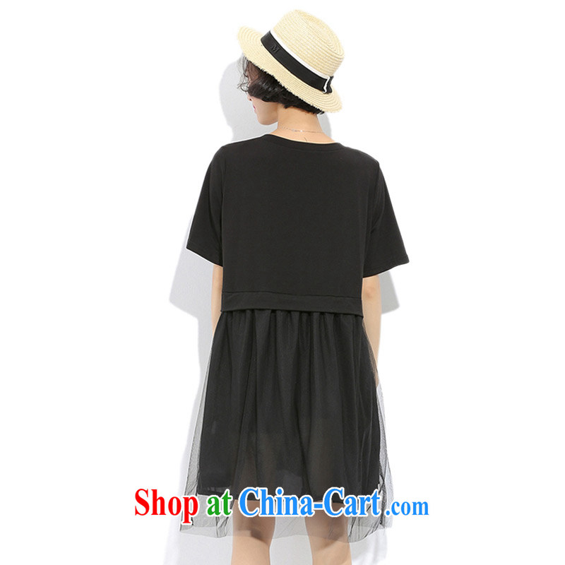 Dream of Advisory Committee, the United States and Europe, female letters leave the stitching yarn Web skirts, long, short-sleeved T-shirt skirt dress stylish thick M Black relaxed, code, and made the Advisory Committee (mmys), online shopping