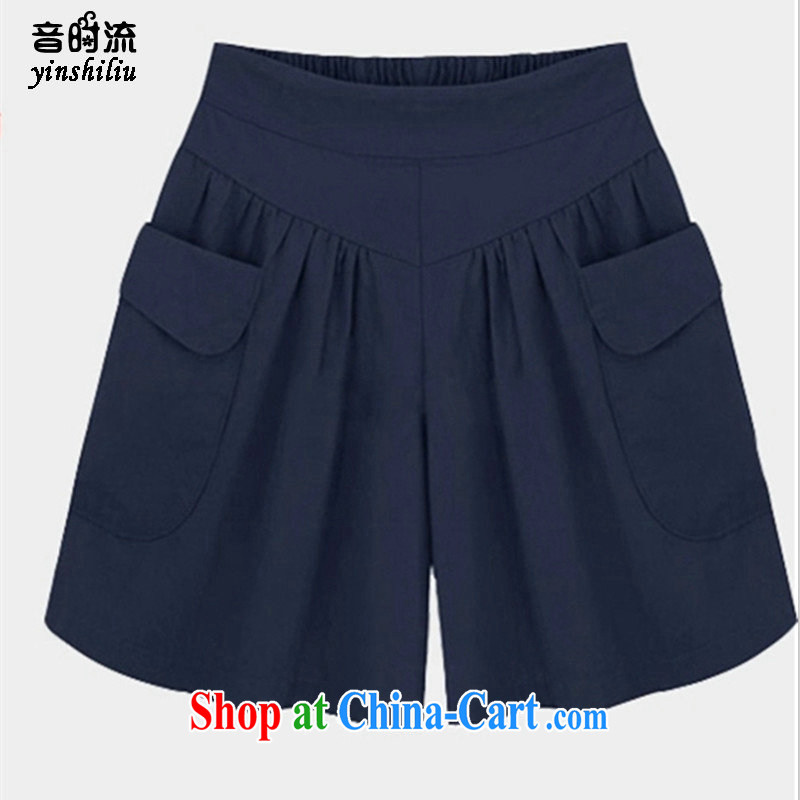 Audio Stream 2015 summer 200 Jack the fat and loose hot pants Elasticated waist thick MM 100 ground leisure video thin shorts S 2870 SJL Tibetan cyan 5 XL