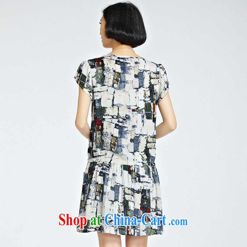 Morning would be 2015 summer New, and indeed increase, women with thick mm King Size Code beauty graphics thin knocked color and pattern of stamp duty with the waist dresses the color 5 XL, morning, and, on-line shopping