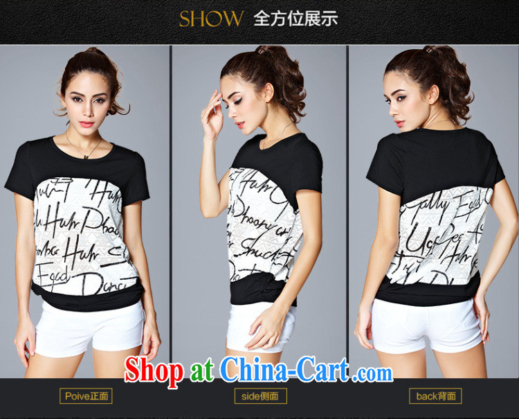 Morning would be summer 2015 new Europe and the wind was increasing, female biological empty cotton stamp T shirt thick mm king size code letter stamp Openwork shirt black-and-white knocked color 2 XL pictures, price, brand platters! Elections are good character, the national distribution, so why buy now enjoy more preferential! Health