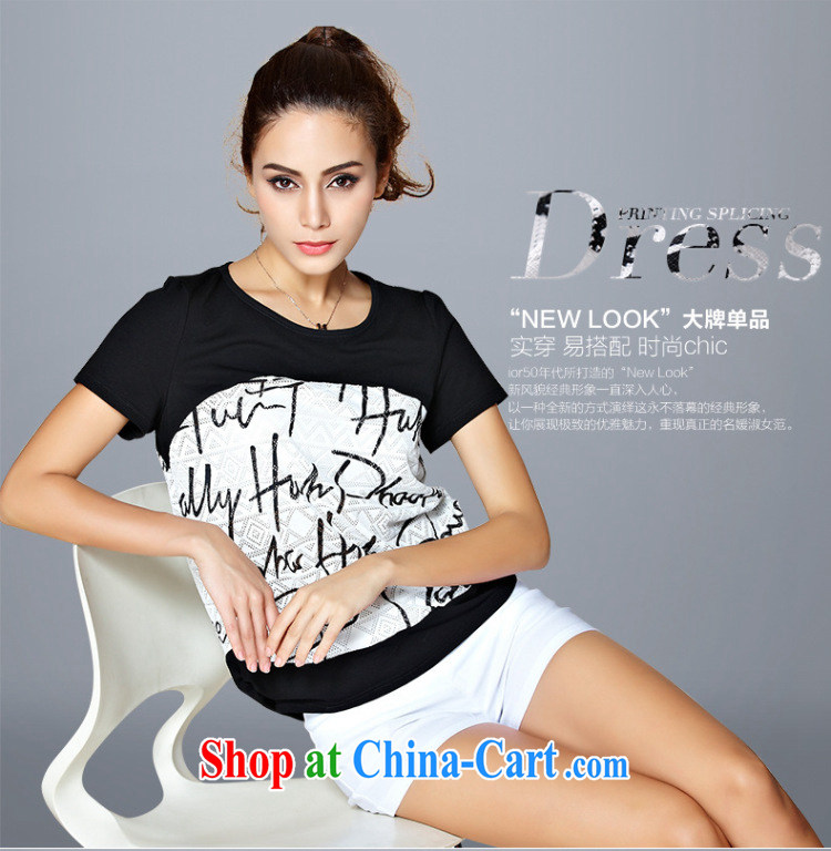 Morning would be summer 2015 new Europe and the wind was increasing, female biological empty cotton stamp T shirt thick mm king size code letter stamp Openwork shirt black-and-white knocked color 2 XL pictures, price, brand platters! Elections are good character, the national distribution, so why buy now enjoy more preferential! Health