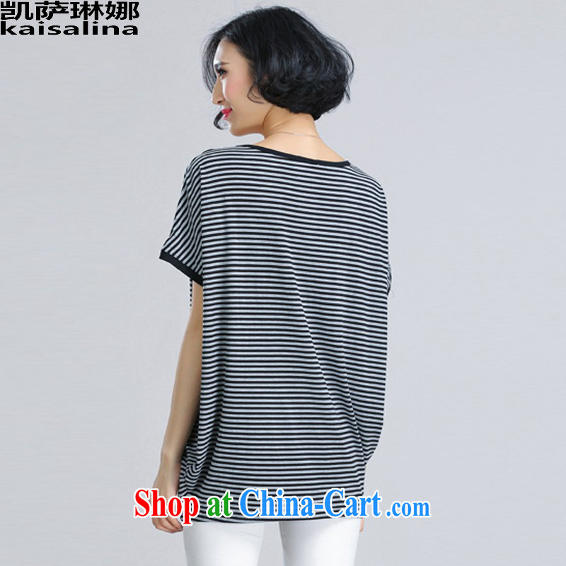 Catherine's 2015 summer new 200 Jack mm thick loose the code female bat sleeves video thin stripes T shirts girls summer 6092 photo color L, Catherine (kaisalna), online shopping