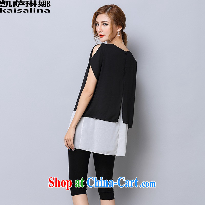 Catherine, summer 2015 new and indeed increase 200 Jack mm thick larger female false Two snow woven shirts 7 pants Kit female picture color XL, Catherine (kaisalna), shopping on the Internet
