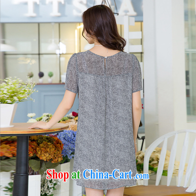 Huan Zhu Ge Ge Ge is indeed the XL female summer new 2015 focused on cultivating MM graphics thin knocked color stitching stamp snow woven short-sleeved dresses X 5516 gray 3 XL, giggling auspicious, shopping on the Internet
