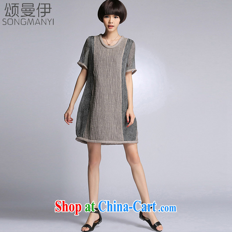 Also, the 2015 summer new units in Europe and the stitching, long, loose the code style dress women 7027 light gray XXXXXL, of Manchester, and shopping on the Internet