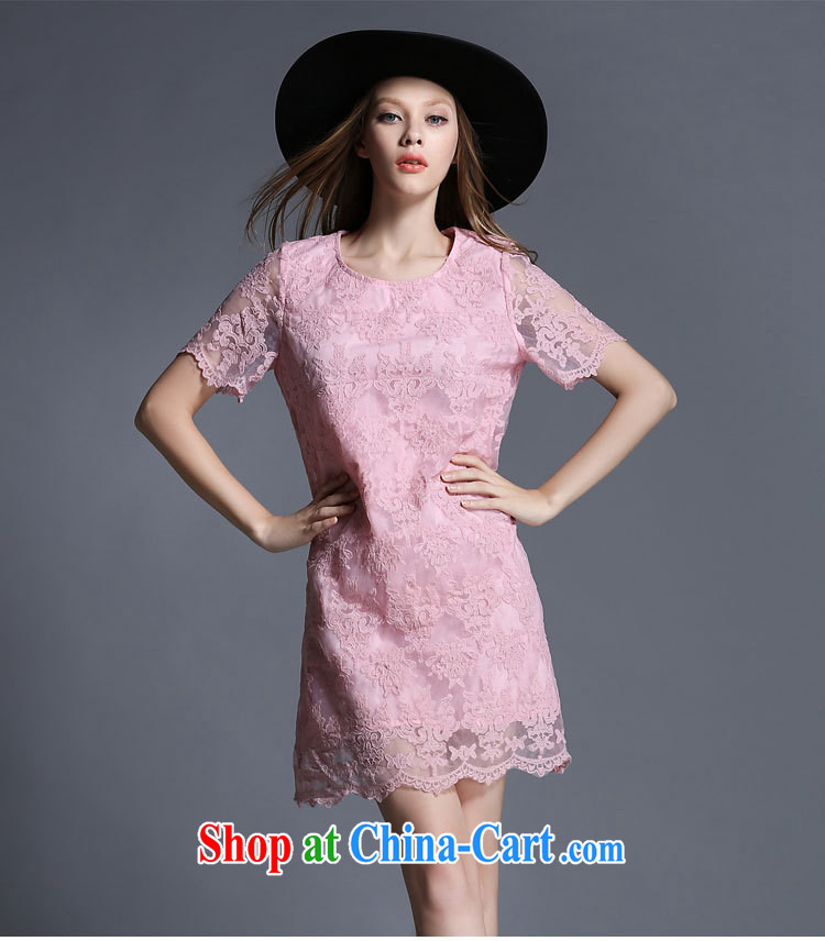 The summing up, 2015 fat people's congresses, female summer, new Openwork embroidery lace beauty graphics thin short-sleeve dress 1906 pink XL pictures, price, brand platters! Elections are good character, the national distribution, so why buy now enjoy more preferential! Health